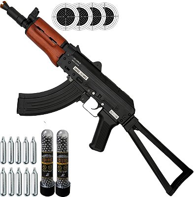 Rifle Pressão Full Metal AKS74U Kalashnikov 4.5m Co2 Esferas
