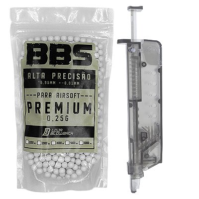 1000 Esferas Plásticas 0.25g + Speed Loader 90 Rounds