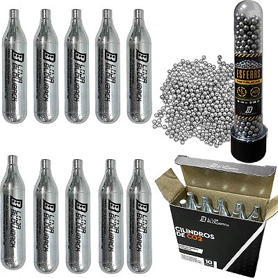 Cilindro Co2 12gr 10 Ampolas Blowback Airgun 500 Esferas 5.5