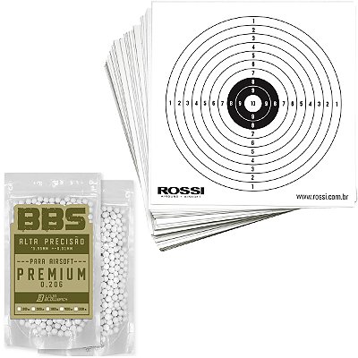 Alvos Rossi 50 un 14x14cm + Munição 0.20g 1000 un
