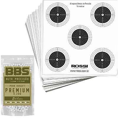 Alvos Rossi 50 un 14x14cm + Munição 0.20g 1000 un