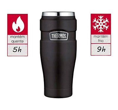 Caneca Térmica Thermos Fuji 479ml Copo Aço Inox Preto