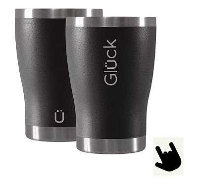 Copo Térmico Gluck Preto 354ml Whisky Cerveja