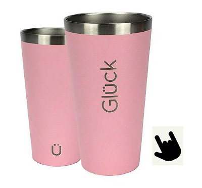 Copo Térmico Gluck Sleek 473ml Aço Inox P/ Bebidas Salmão