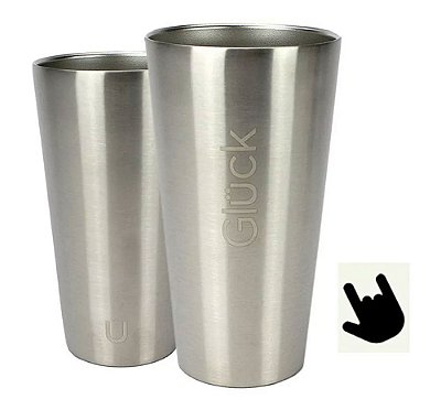 Copo Térmico Gluck Sleek 473ml Inox Silver Steel P/ Bebidas