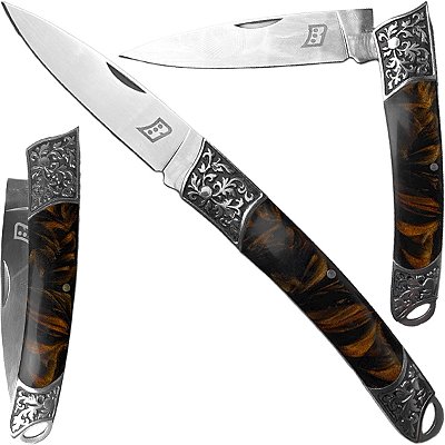 Canivete Clássico Blowback Inox Ponta de Lança Portátil