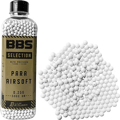 BBS Munição Airsoft 6mm Bolinha 0,25g 5000 unidades Blowback