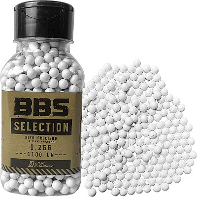 BBS Munição Airsoft 6mm Bolinha 0,25g 1100 unidades Blowback