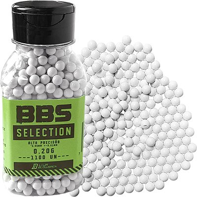 BBS Bolinha Munição Airsoft 6mm com 1100 un 0,20g Blowback