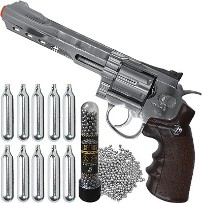 Revolver Pressão Full Metal Co2 702 S 4.5mm Esferas De Aço