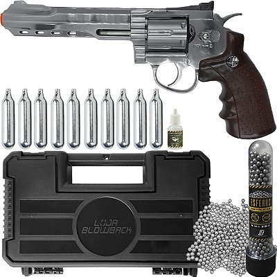 Revolver Pressão Full Metal Co2 702 S 4.5mm Esferas De Aço