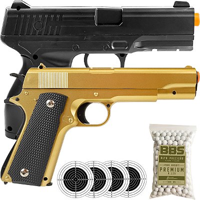 2 Pistolas Airsoft 1911 V14 Metal e 24/7 V310 Polímero Rossi Spring