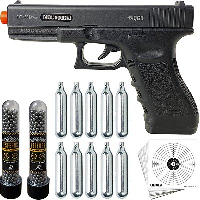 Pistola Airgun Glock Qgk Esferas De Aço 4,5mm Pressão Co2