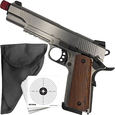 Pistola Airsoft Rossi1911 Silver Wood 6mm Gbb Blowback Metal