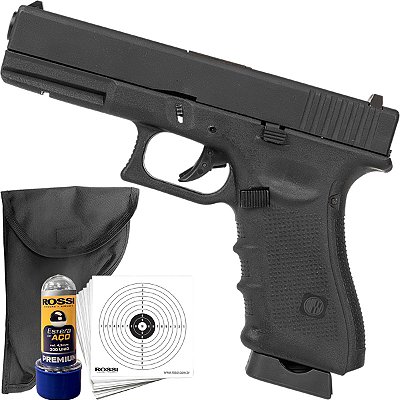 Pistola Airgun Rossi G17 CO2 4,5mm Metal Blowback Semiautomático Trava Funcional