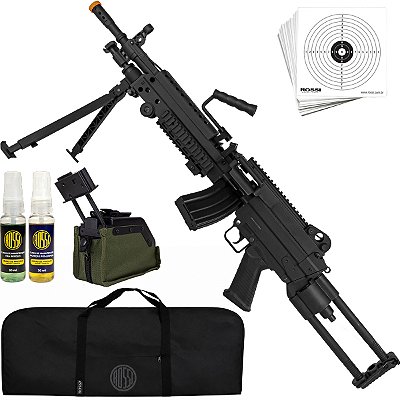 Fuzil Airsoft Aeg Suport Lmg M249 Rossi Light 6mm Drum Mag