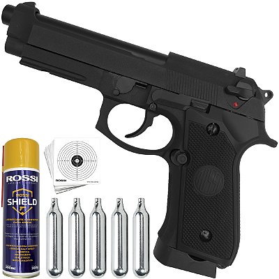 Pistola de Airgun Rossi M92 4,5mm Co2 Blowback Metal Preta