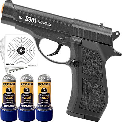 Pistola Airgun Delta D301 Full Metal 4,5mm Co2 W301 Semiautomático Esfera de aço