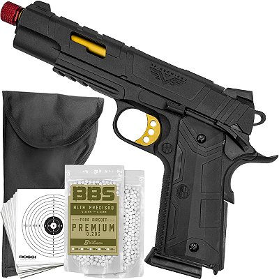 Pistola Airsoft Rossi 1911 Redwings Gold Gbb Blowback 6mm