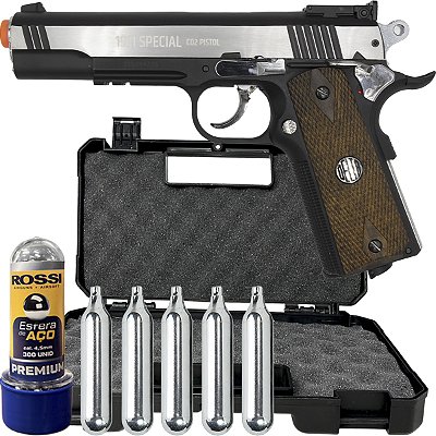 Pistola Airgun Delta 1911 Special Metal Co2 Esferas Aço Co2