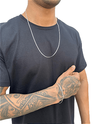 Kit Conjunto Corrente Grumet 2.2mm 70cm com Pulseira 21cm na Prata 925