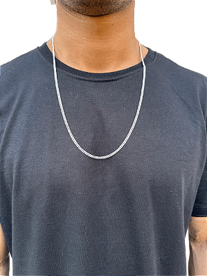 Corrente Cordão Masculina 3mm 70cm prata pura 925 Grumet Escama de peixe