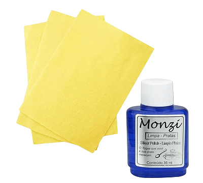 1 Limpa Prata Monzi 35ml + 1 Flanela Magica 21cm x 13,5cm
