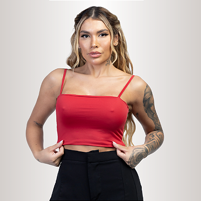 TOP CROPPED ALÇA VERMELHO