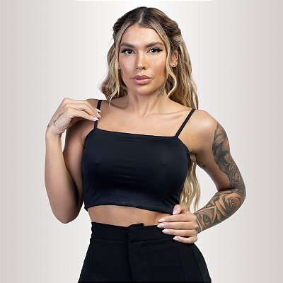 TOP CROPPED ALÇA PRETO