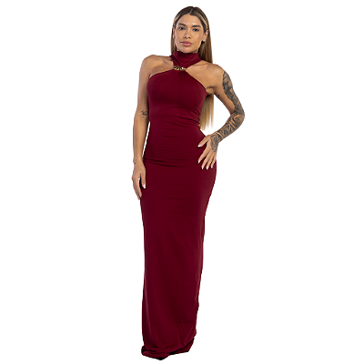 VESTIDO RENATA LONGO MARSALA