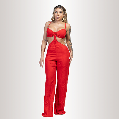 MACACÃO SERENA PANTALONA LONGO VERMELHO