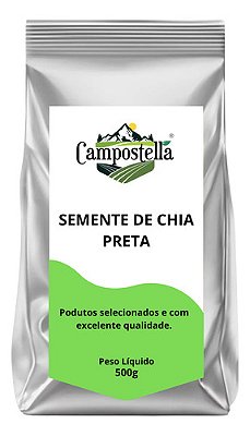 Semente De Chia Preta 500g Premium Campostella