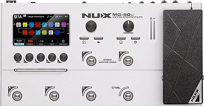 PEDALEIRA PARA GUITARRA E BAIXO NUX MG50 LI - COR BRANCO