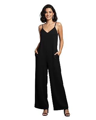 Macacão Longo Preto Liso - Elegância e Conforto