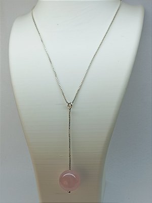 Colar Bola Quartzo Rosa