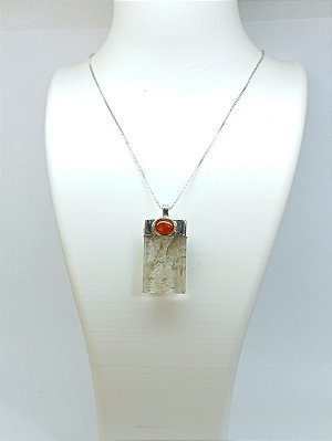 Pingente Quarto Lodolita /Opala de Fogo