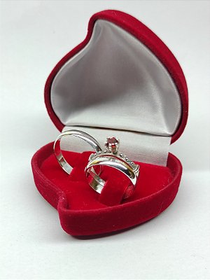 Conjunto alianças/solitário #01