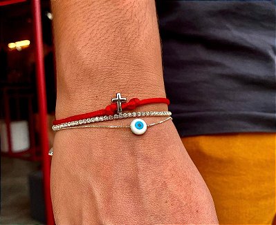 Pulseira olho grego prata