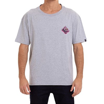 Camiseta Quiksilver Chain Fire Masculina Cinza Mescla