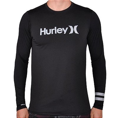 Camiseta Surf Hurley Manga Longa Block Party Preto