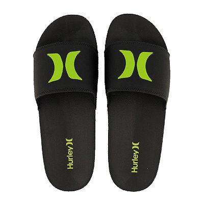 Chinelo Slide Hurley Icon Preto/Preto/Verde