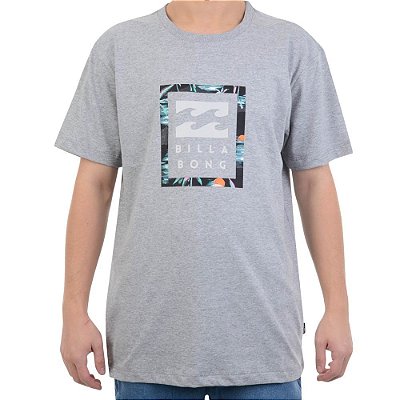 Camiseta Billabong United Stacked IV Masculina Cinza Claro