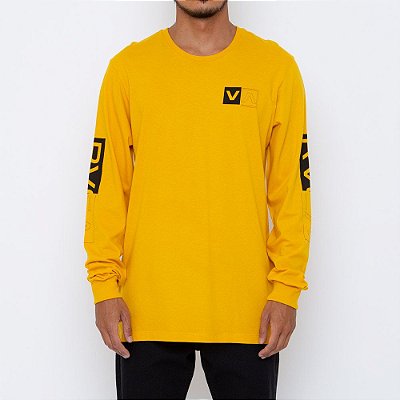 Camiseta RVCA Manga Longa Divides Masculina Amarelo