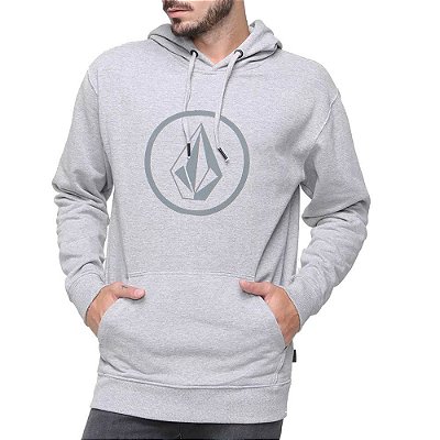 Moletom Volcom Fechado Stone Masculino Cinza Mescla