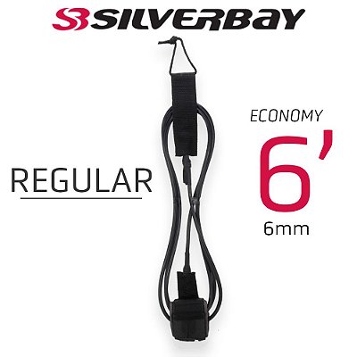 Leash Silverbay Economy Regular 6’ 6mm Preto/Preto
