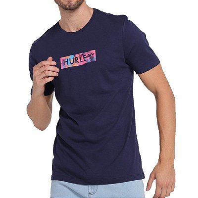 Camiseta Hurley Silk Box Smoke Masculina Azul Marinho