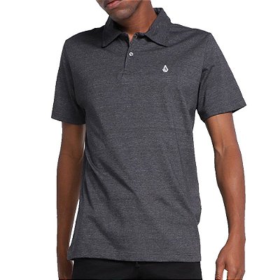 Camisa Polo Volcom Corporate Masculina Mescla Preto