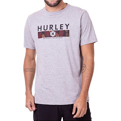 Camiseta Hurley Print And Destroy Masculina Cinza Mescla