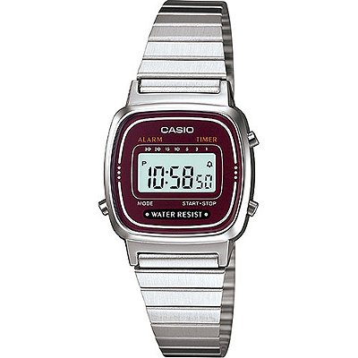 Relógio Casio Vintage LA670WA-4DF Prata/Vinho