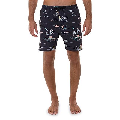 Bermuda Quiksilver Island Breezer 18 Masculina Preto